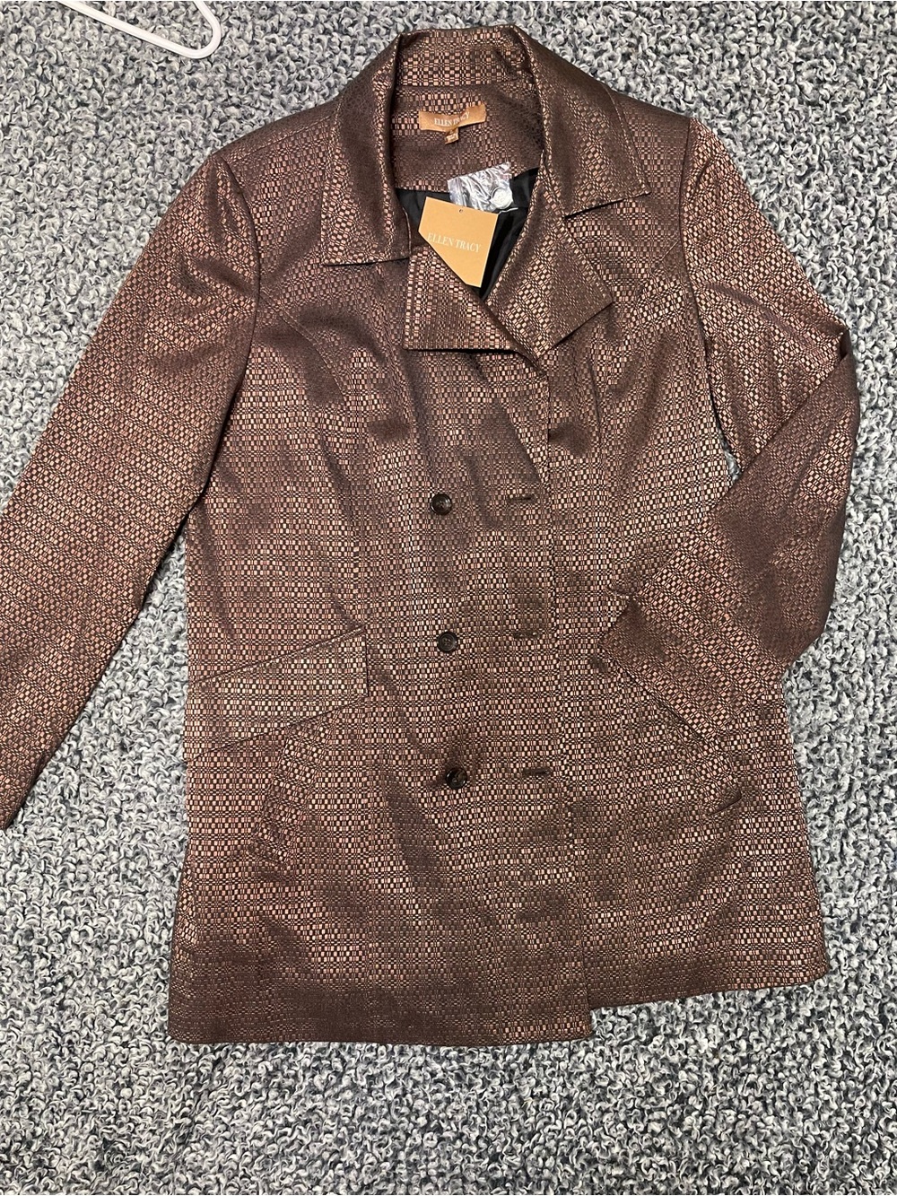 Ellen Tracy Metallic Bronze Jacquard Blazer Jacket